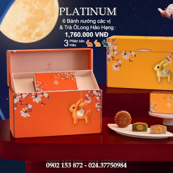 Bánh trung thu Daewoo hộp 6 Bánh với Trà Ô long - Platinum